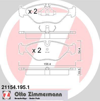 Zimmermann 21154.195.1 комплект тормозных колодок, дисковый тормоз на SAAB 9000