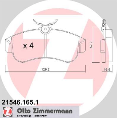 Zimmermann 21546.165.1 комплект тормозных колодок, дисковый тормоз на NISSAN PRIMERA (P10)