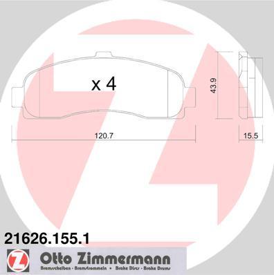 Zimmermann 21626.155.1 комплект тормозных колодок, дисковый тормоз на NISSAN MICRA II (K11)