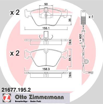 Zimmermann 21677.195.2 комплект тормозных колодок, дисковый тормоз на 5 Touring (E39)