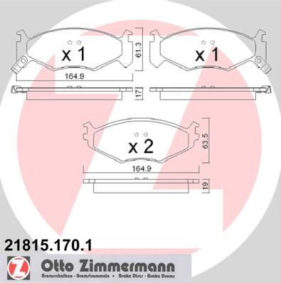 Zimmermann 21815.170.1 комплект тормозных колодок, дисковый тормоз на CHRYSLER SARATOGA