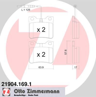 Zimmermann 21904.169.1 комплект тормозных колодок, дисковый тормоз на PEUGEOT 605 (6B)