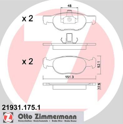 Zimmermann 21931.175.1 комплект тормозных колодок, дисковый тормоз на FIAT PUNTO (188)