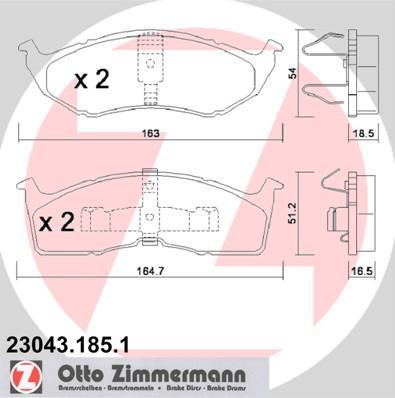 Zimmermann 23043.185.1 комплект тормозных колодок, дисковый тормоз на DODGE CARAVAN