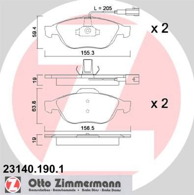 Zimmermann 23140.190.1 комплект тормозных колодок, дисковый тормоз на ALFA ROMEO 156 (932)