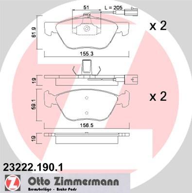 ZIMMERMANN Комплект тормозных колодок, диско (23222.190.1)