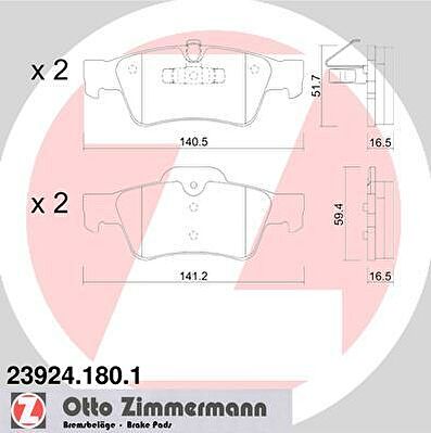ZIMMERMANN Комплект тормозных колодок, диско (23924.180.1)