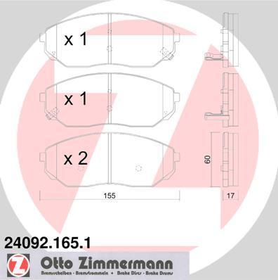Zimmermann 24092.165.1 комплект тормозных колодок, дисковый тормоз на KIA SORENTO I (JC)