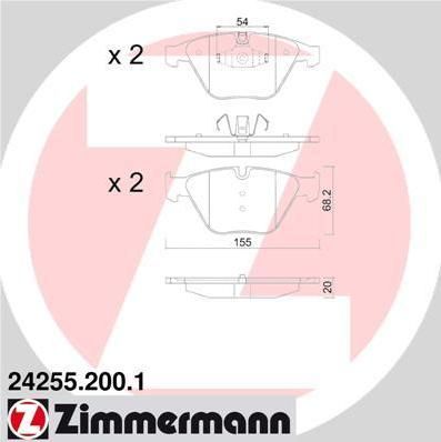 ZIMMERMANN КОЛОДКИ ТОРМ BNW 3 E90/E92/E93/E91 F 05/10->> (24255.200.1)