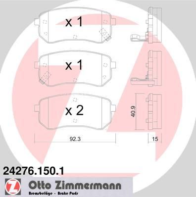 Zimmermann 24276.150.1 комплект тормозных колодок, дисковый тормоз на HYUNDAI i10 (PA)