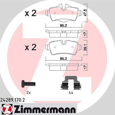 Zimmermann 24289.170.2 комплект тормозных колодок, дисковый тормоз на MINI MINI Roadster (R59)
