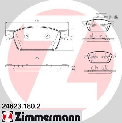 Zimmermann 24623.180.2 комплект тормозных колодок, дисковый тормоз на VW TRANSPORTER V фургон (7HA, 7HH, 7EA, 7EH)
