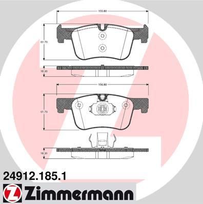 Zimmermann 24912.185.1 комплект тормозных колодок, дисковый тормоз на 1 (F20)