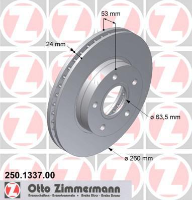 Zimmermann 250.1337.00 тормозной диск на FORD SCORPIO I (GAE, GGE)