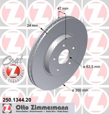ZIMMERMANN ДИСК ТОРМ FRD MONDEO 10/00-> ПЕР (250134420)