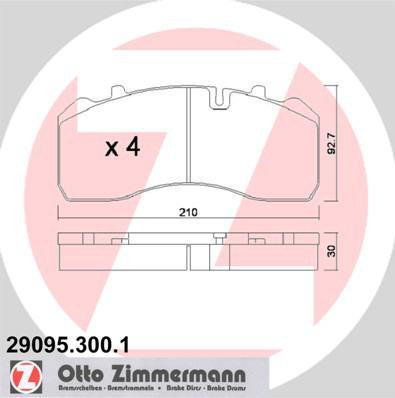 Zimmermann 29095.300.1 комплект тормозных колодок, дисковый тормоз на MAN TGM