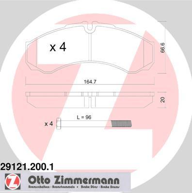 Zimmermann 29121.200.1 комплект тормозных колодок, дисковый тормоз на RENAULT TRUCKS MASCOTT c бортовой платформой/ходовая часть