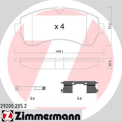 Zimmermann 29200.205.2 комплект тормозных колодок, дисковый тормоз на VW CRAFTER 30-50 фургон (2E_)