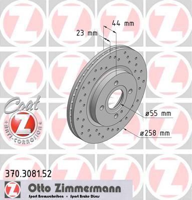 Zimmermann 370.3081.52 тормозной диск на MAZDA 2 (DE)
