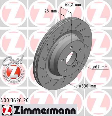 ZIMMERMANN Диск торм.зад. MB C (W211) 02> заказ не менее 2 единиц (400.3626.20)
