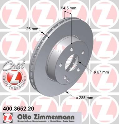 ZIMMERMANN ТОРМОЗНОЙ ДИСК C180 KOMP (W204) (400.3652.20)