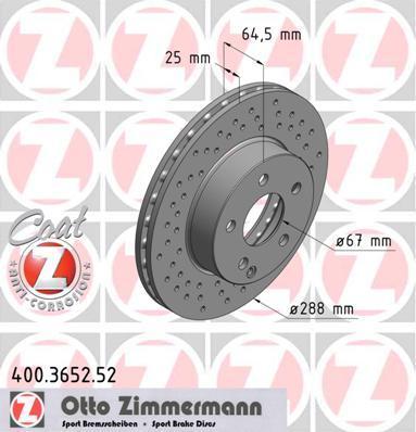 Zimmermann 400.3652.52 тормозной диск на MERCEDES-BENZ C-CLASS T-Model (S204)