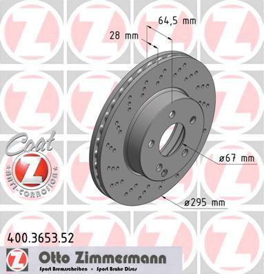 Zimmermann 400.3653.52 тормозной диск на MERCEDES-BENZ C-CLASS (W204)