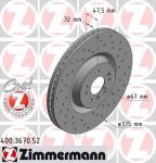 Zimmermann 400.3670.52 тормозной диск на MERCEDES-BENZ M-CLASS (W164)