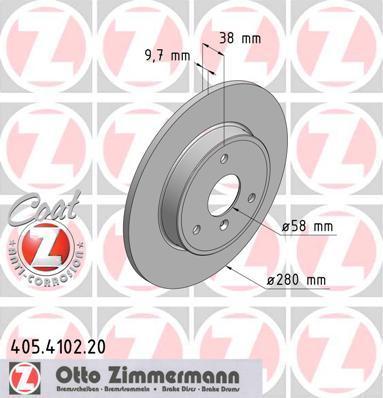 Zimmermann 405.4102.20 тормозной диск на SMART FORTWO купе (451)