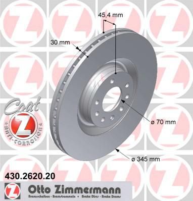 Zimmermann 430.2620.20 тормозной диск на OPEL VECTRA C