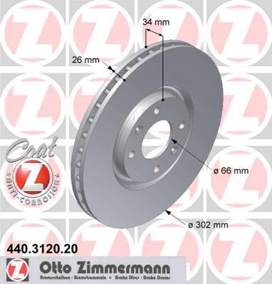 Zimmermann 440.3120.20 тормозной диск на PEUGEOT 208