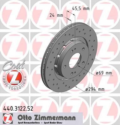ZIMMERMANN Торм.диск пер.вент.[294x24] 5 отв.[min 2] (440.3122.52)