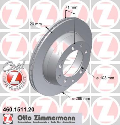 Zimmermann 460.1511.20 тормозной диск на PORSCHE 928