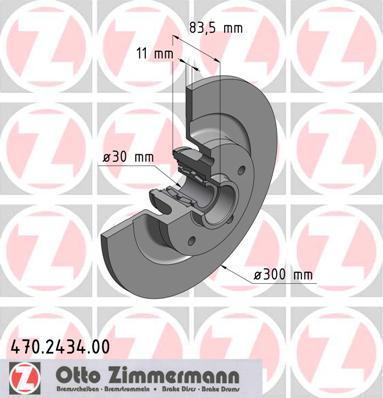 Zimmermann 470.2434.00 тормозной диск на RENAULT LAGUNA III (BT0/1)