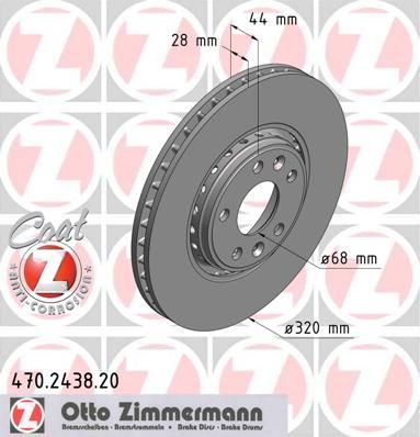 Zimmermann 470.2438.20 тормозной диск на RENAULT LAGUNA III (BT0/1)