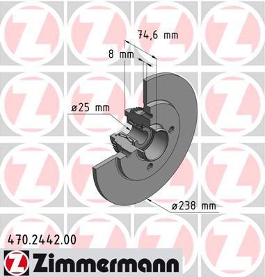 Zimmermann 470.2442.00 тормозной диск на RENAULT THALIA I (LB0/1/2_)