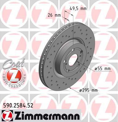 Zimmermann 590.2584.52 тормозной диск на TOYOTA AVENSIS (T25_)