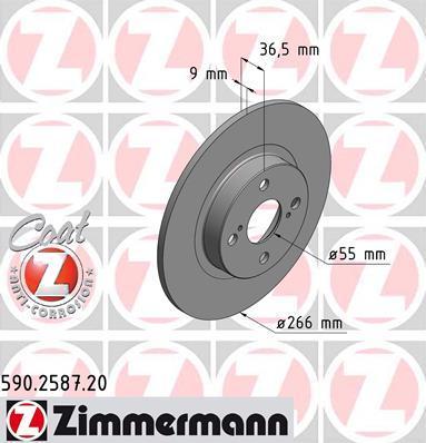 Zimmermann 590.2587.20 тормозной диск на TOYOTA COROLLA Wagon (__E11_)