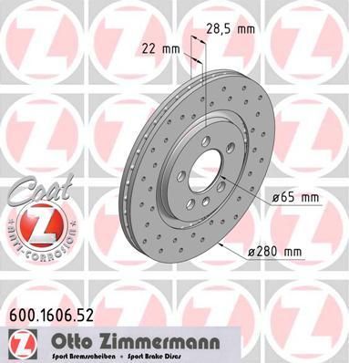 Zimmermann 600.1606.52 тормозной диск на VW GOLF III (1H1)