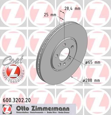 Zimmermann 600.3202.20 тормозной диск на VW GOLF III (1H1)