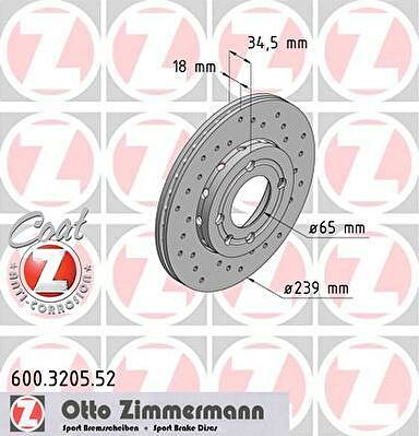 Zimmermann 600.3205.52 тормозной диск на VW LUPO (6X1, 6E1)