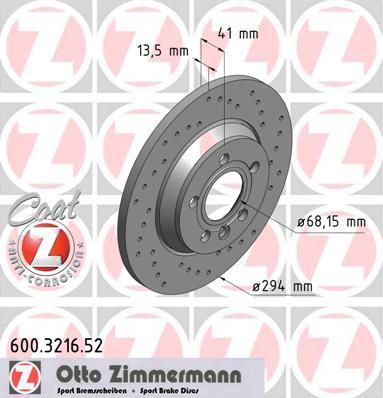 Zimmermann 600.3216.52 тормозной диск на SEAT ALHAMBRA (7V8, 7V9)