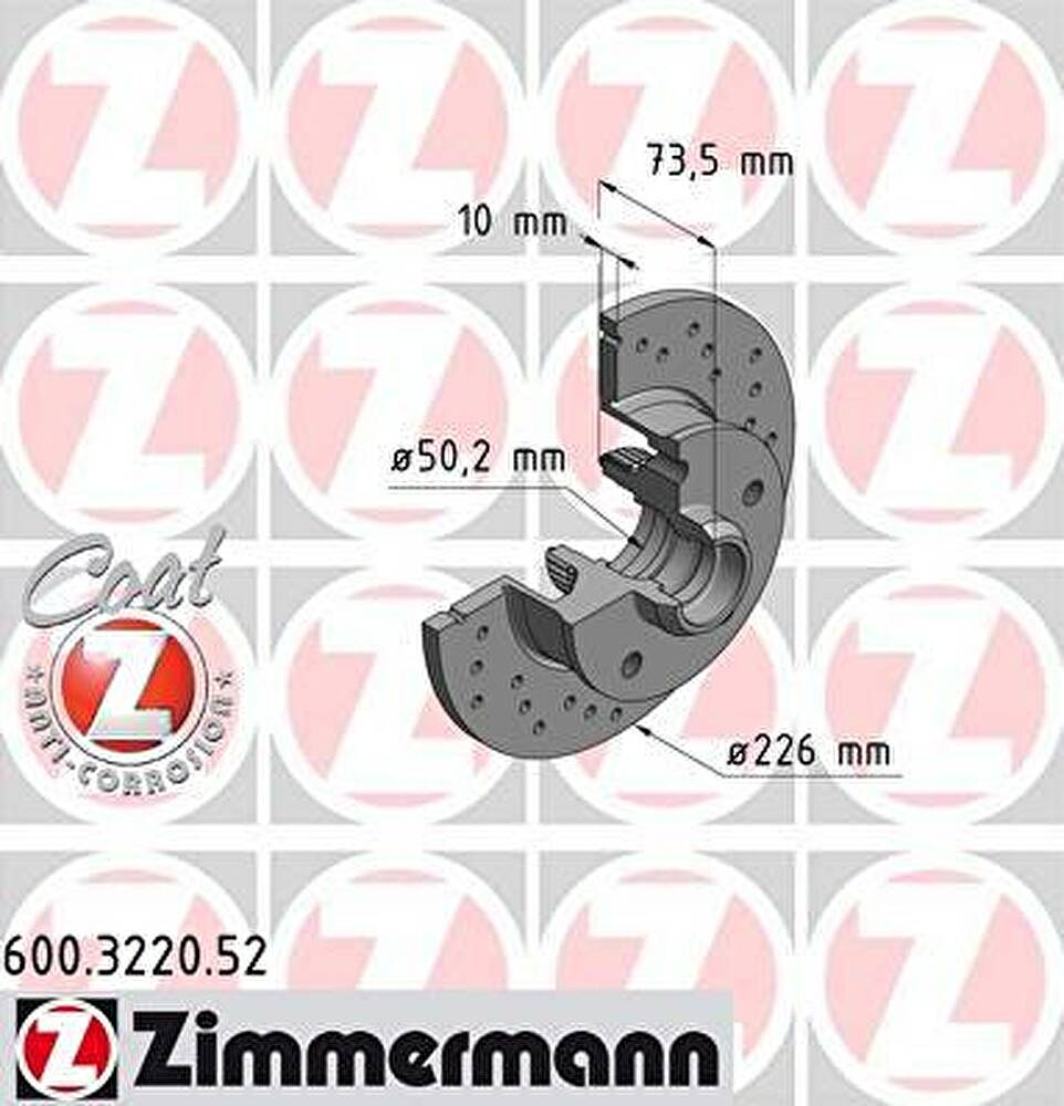 Zimmermann 600.3220.52 тормозной диск на VW GOLF III (1H1)