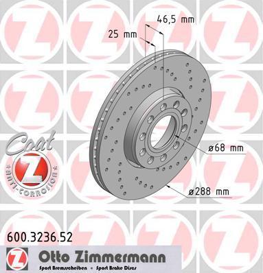 ZIMMERMANN ДИСК ТОРМ BS VAG SPORT Coat Z beschichtet (600323652)