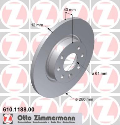 Zimmermann 610.1188.00 тормозной диск на VOLVO 460 L (464)
