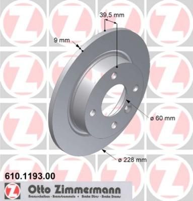 Zimmermann 610.1193.00 тормозной диск на VOLVO 460 L (464)