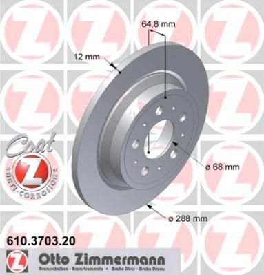 Zimmermann 610.3703.20 тормозной диск на VOLVO XC70 CROSS COUNTRY