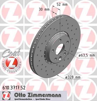 Zimmermann 610.3717.52 тормозной диск на VOLVO XC60