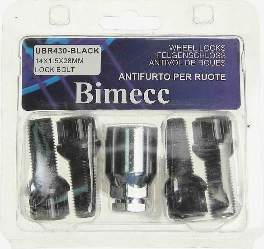 Комплект секретных болтов Bimecc UBR430-BLK M14x1.5x28, сфера, чёрный, 4 шт. + ключ