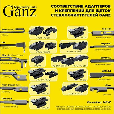 GANZ Щетка стеклоочистителя бескаркасная NEW 600mm (GIS01036)